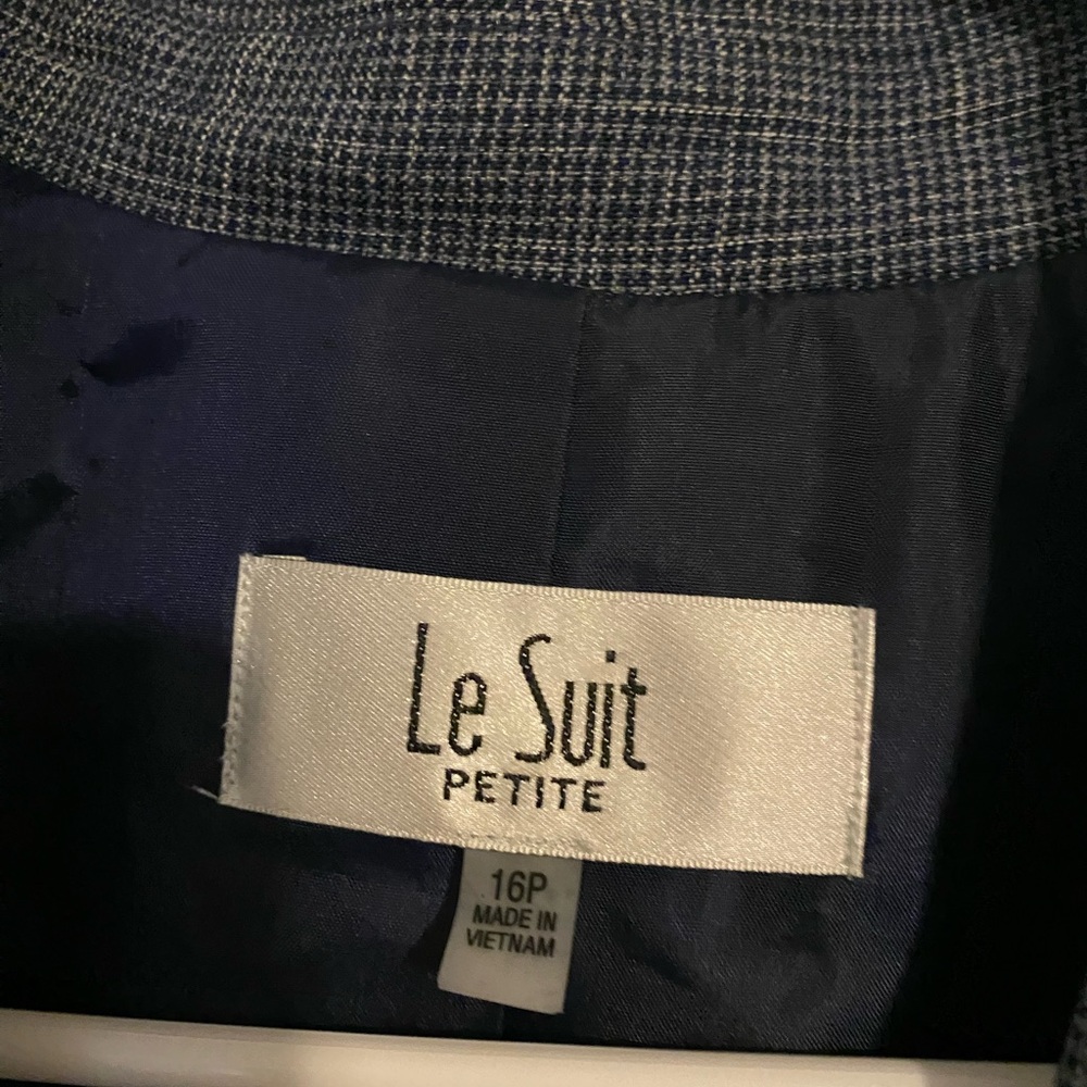 Le Suit petite blue pant suit 16p - Picture 2 of 12
